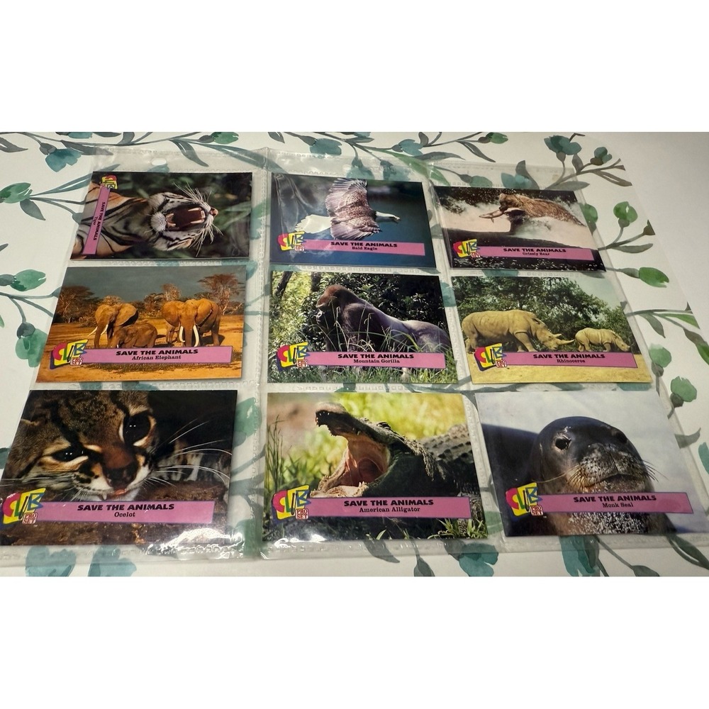 1992 Pro Set Save The Animals Trading Cards Lot of 9 WWF Wildlife Series
